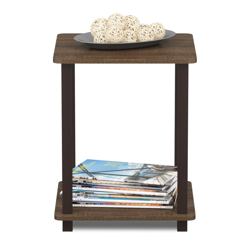 Ensemble de tables de bout avec rangement Bianco, Noyer, Brun