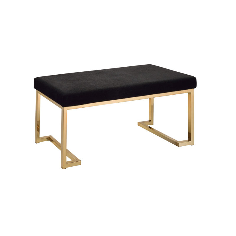 Banc en tissu noir Boice et finition champagne