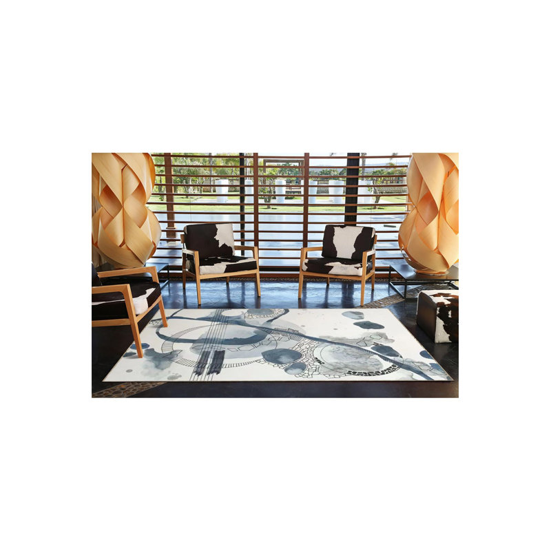 Tapis bleu à motif tissé Creative, Sous-tapis carré 3 pi 3 po inclus