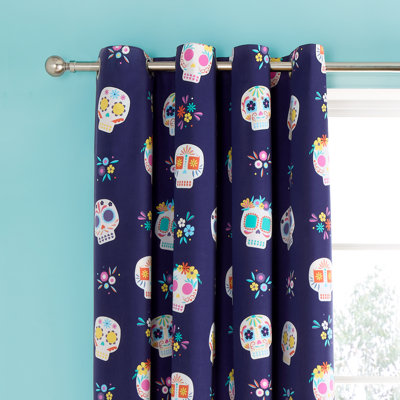 Sugar Skull Fiesta Reversible Eyelet Curtains