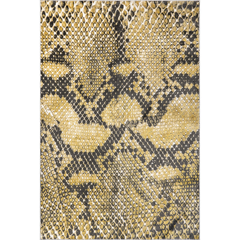 Mariusz Modern Snake Print Area Rug, Rectangle 5'5" x 8'