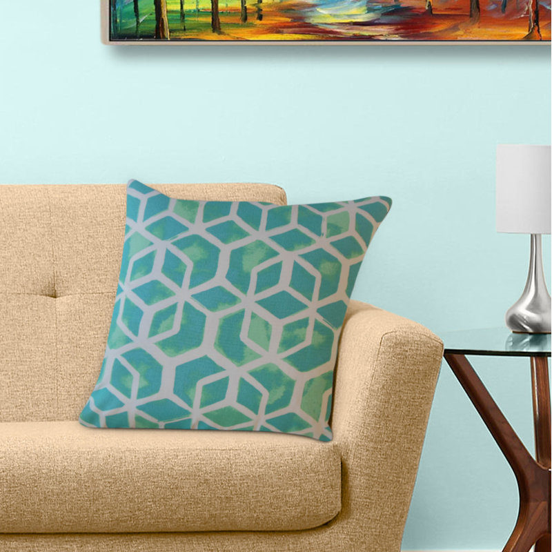 Coussin Zareh, 18 po x 18 po, Bleu, Coussin décoratif