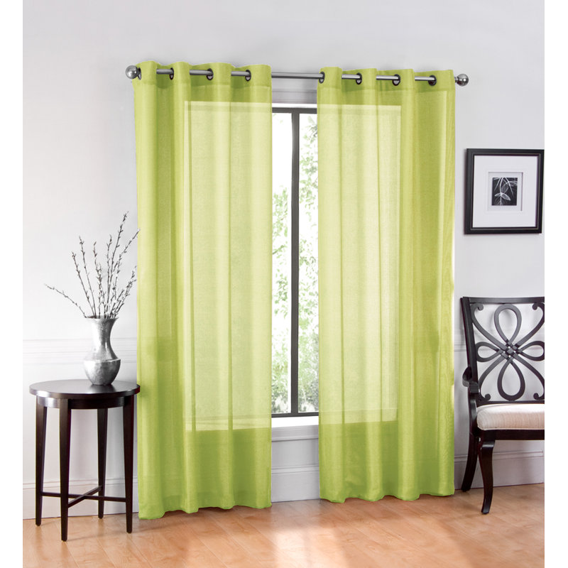 Meyersdale Sheer Curtain Pair, Lime