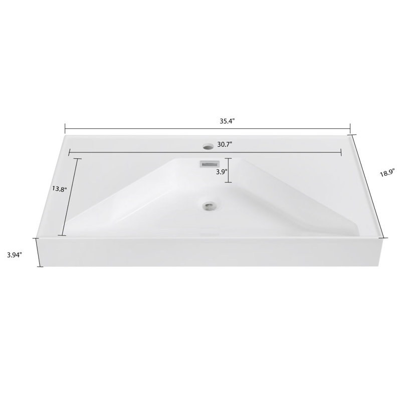 Plateau de meuble-lavabo 35,4 po
