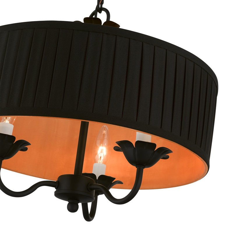 Lustre suspendu en laiton antique 3 lumières, Noir