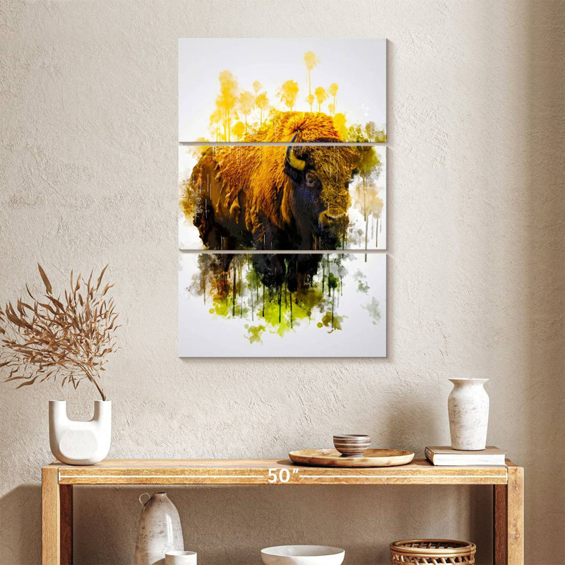 Bison coloré, H 38 po x l 24 po