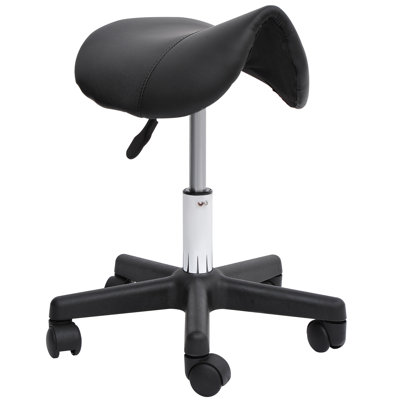 Rolling Saddle Stool, Swivel Salon Chair, Ergonomic Faux Leather Stool, Adjustable Height With Wheels For Spa, Salon, Massage, Office