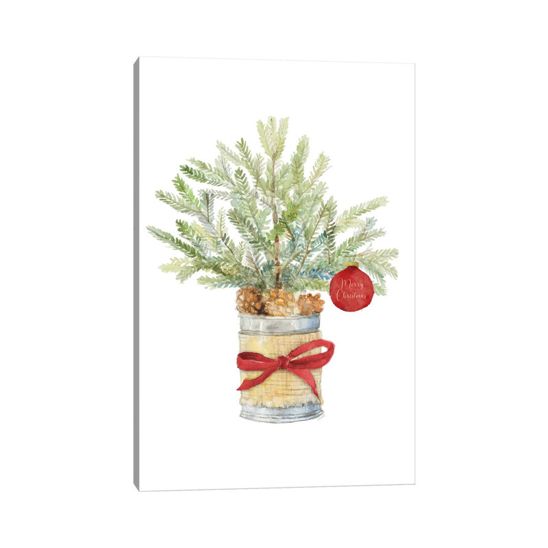 Merry Christmas Fir Tree by Lanie Loreth - Wrapped Canvas Painting, 20.32 cm H x 30.48 cm W