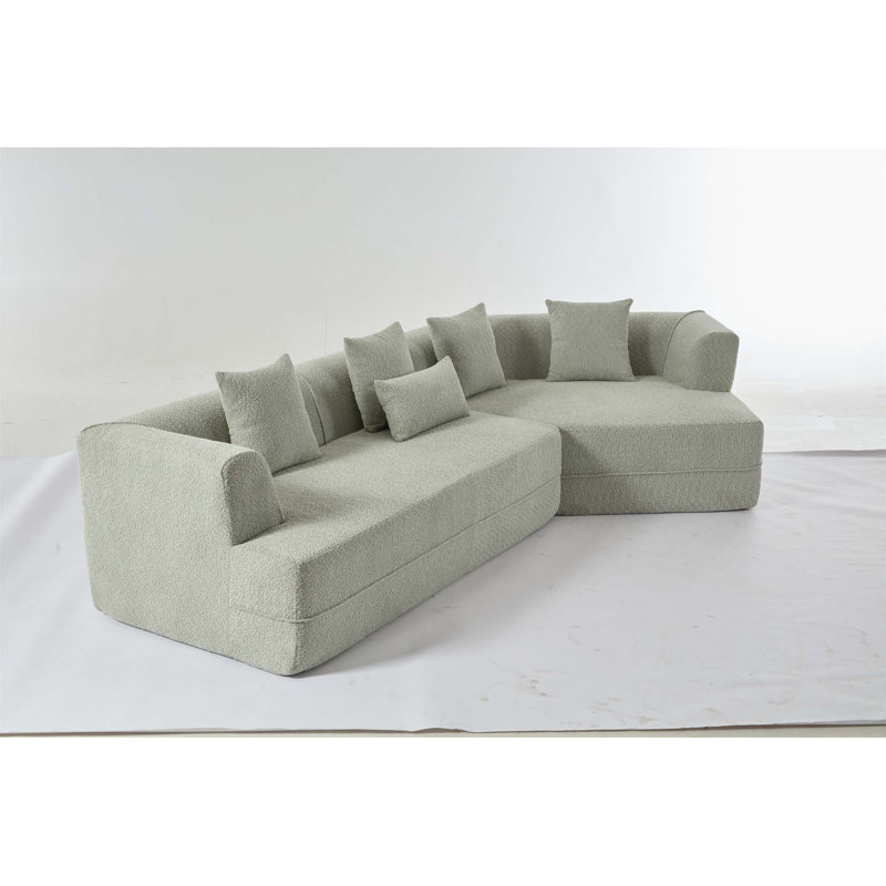 Boucle Sofa, Light Green