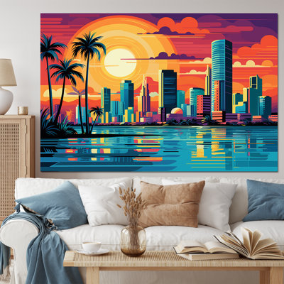 Pop Art Miami Cityscape I - Pop Art Canvas Print