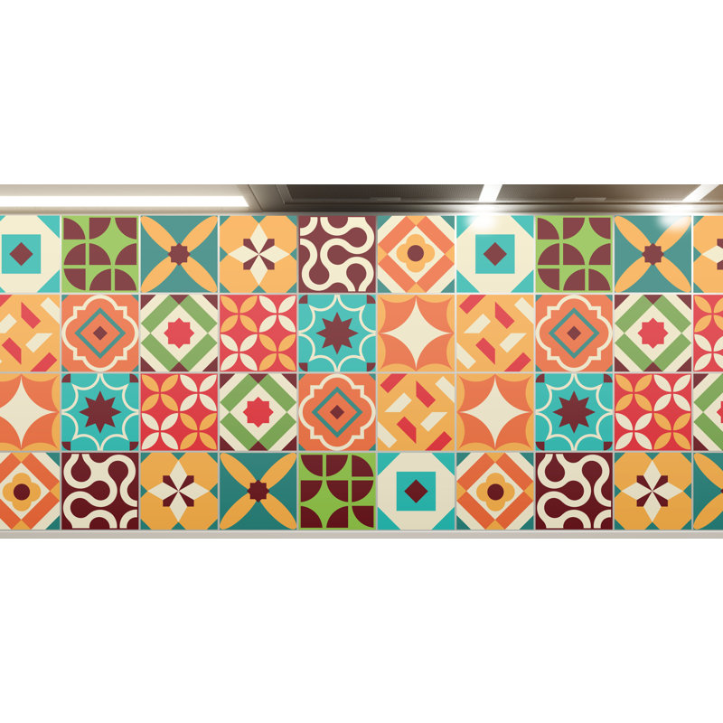 5.91 in. W x 5.91 in. L Peel and Stick Mosaic Tile, Beige/Blue