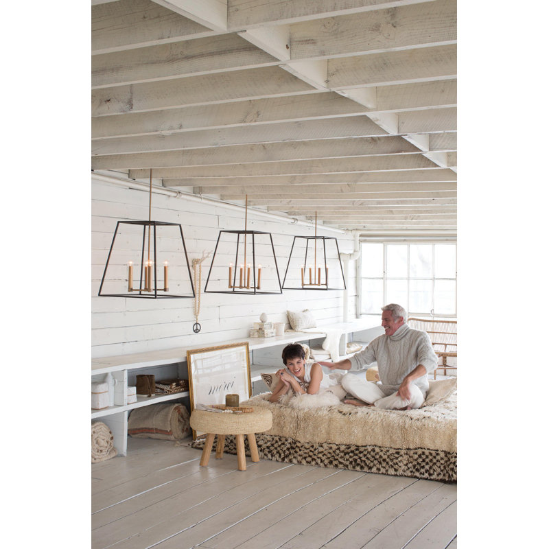 Burley Oak 4-Light Single Geometric Pendant, 24.5" H x 22" W x 22" D