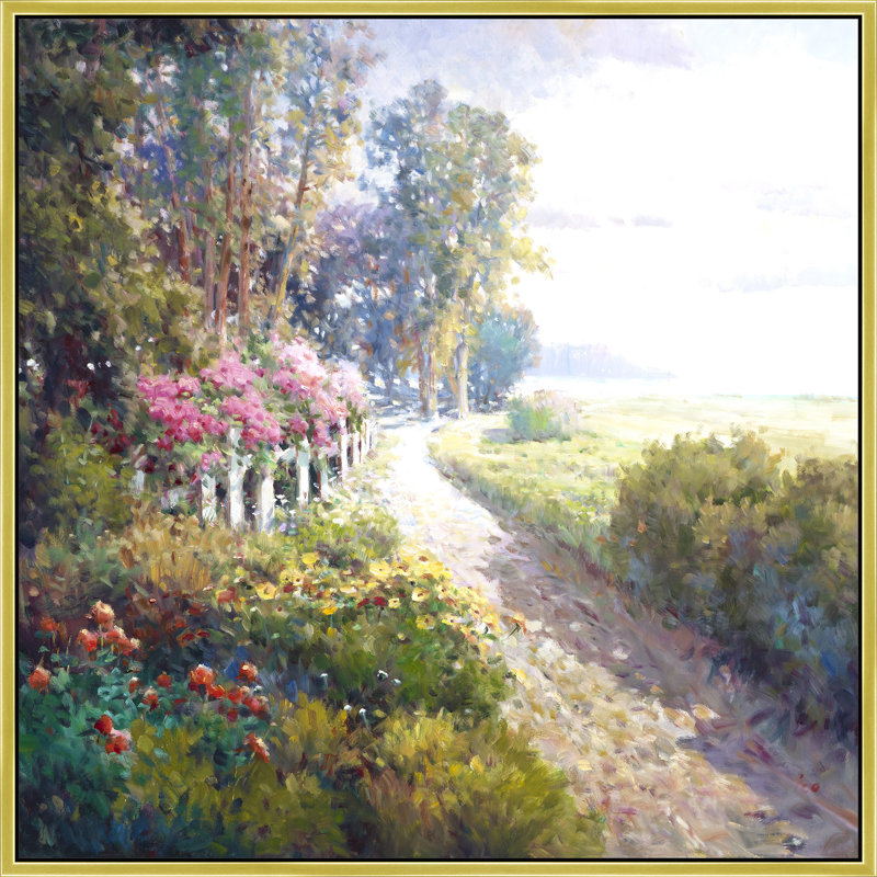 Morning Along The Fence Line Print, 47" H x 47" W, Gold