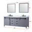 Meuble-lavabo double gris foncé 84 po X P 22 po , Comptoir en marbre de Carrare, ensemble de robinets Miroirs