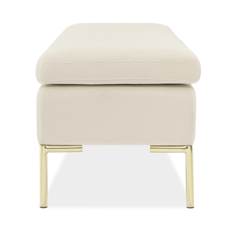 Banc décoratif en velours Zennia - Ivoire