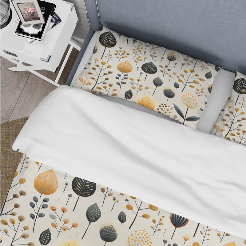 Chic Noir Floral Fusion II - Ensemble de housse de couette floral, Housse de couette pour grand lit et 2 taies décor