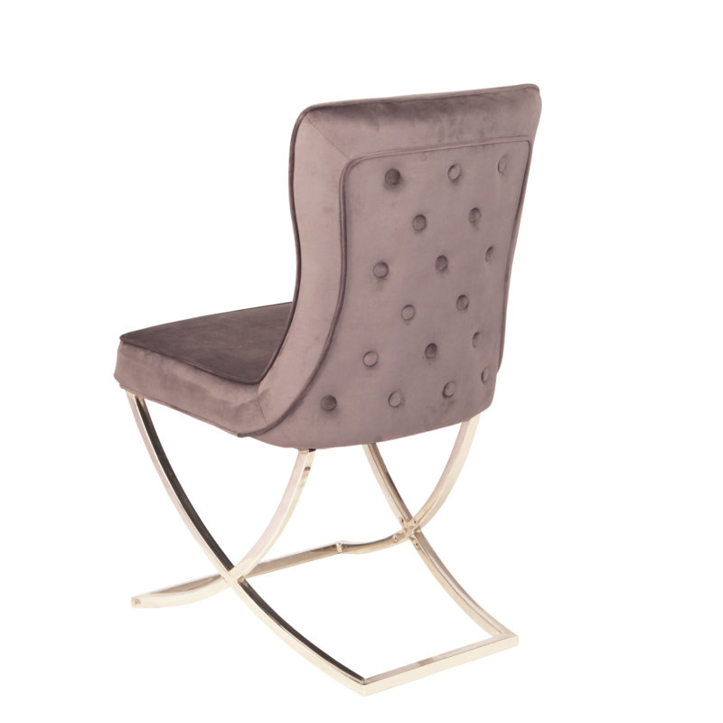 Chaise d'appoint rembourrée en velours, Gris foncé
