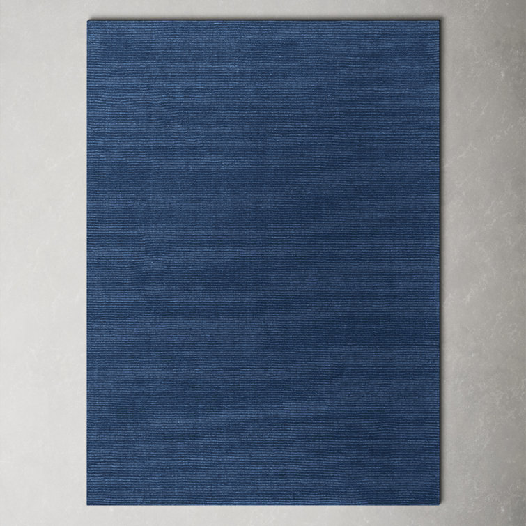 Crowe Handmade Wool Dark Blue Performance  Area Rug