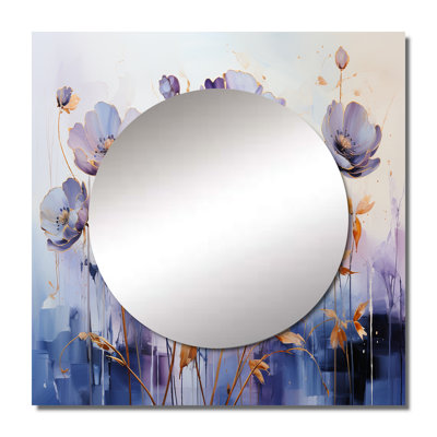 Purple Botanical Serenade IV - Abstract Botanicals Large Square Mirror For Wall Art Decor