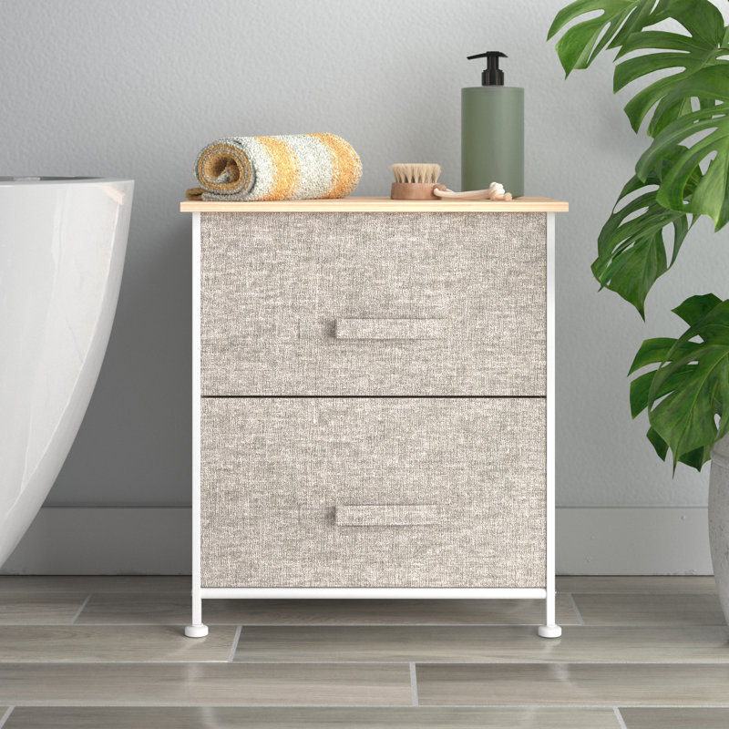 Commode 2 tiroirs Odeth, gris