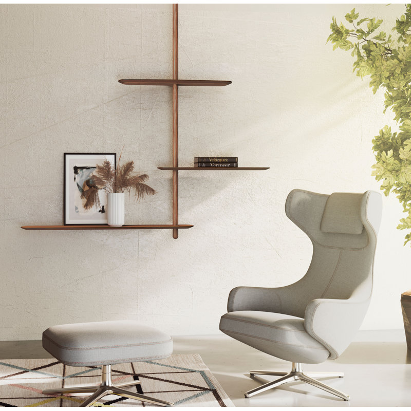Unica 70'' W Solid Wood Shelving Unit, Walnut