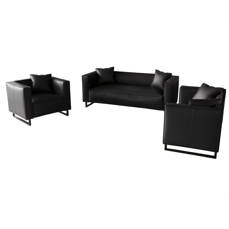 Ensemble de salon 3 pièces Mid-Century, Noir