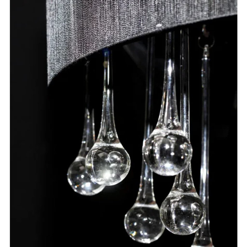 3 - Light Drum Pendant with Crystal Accents, Black