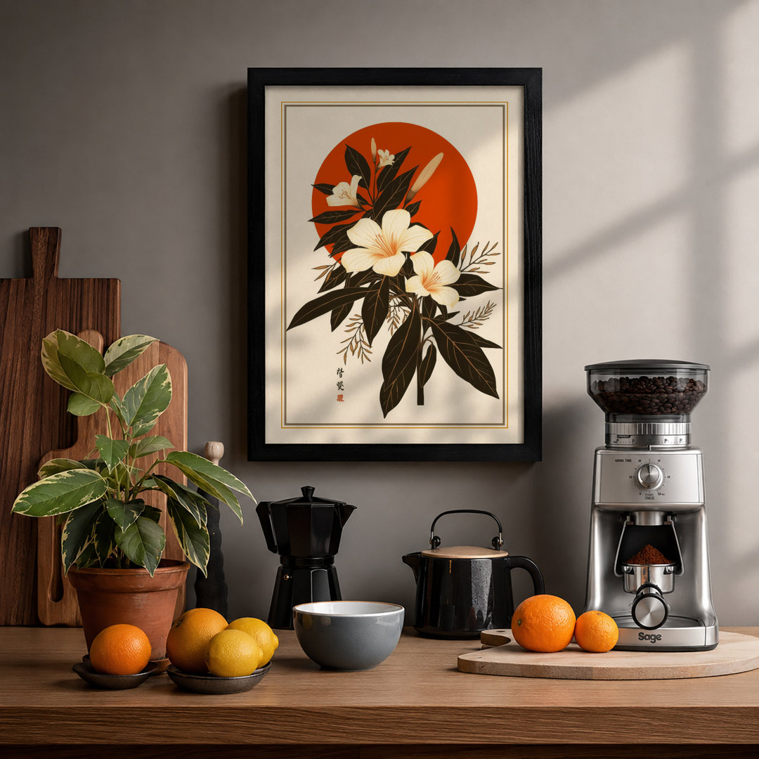 Moonlit Cherry Blossom Japandi - Framed Print