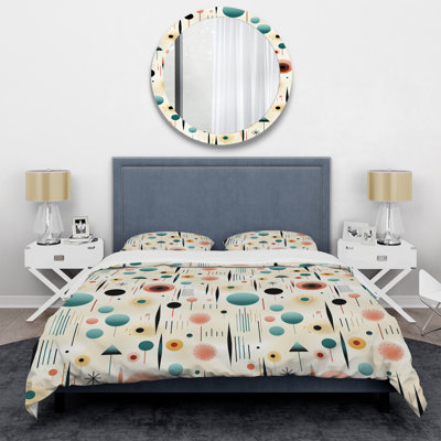 Simplicity In Scandinavian Flowers IX - Geometric Duvet Cover Set