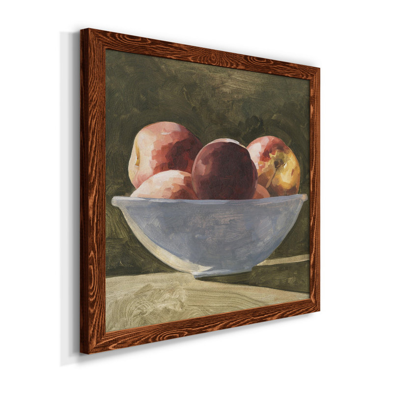 «Bowl Of Peaches II», art mural sur toile, H 17 po x l 17 po x P 1,5 po, Cadre en érable
