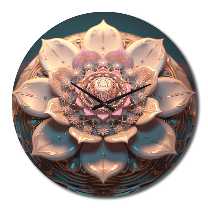 Horloge murale exquise en or rose Lotus Mandala VI, Très grand