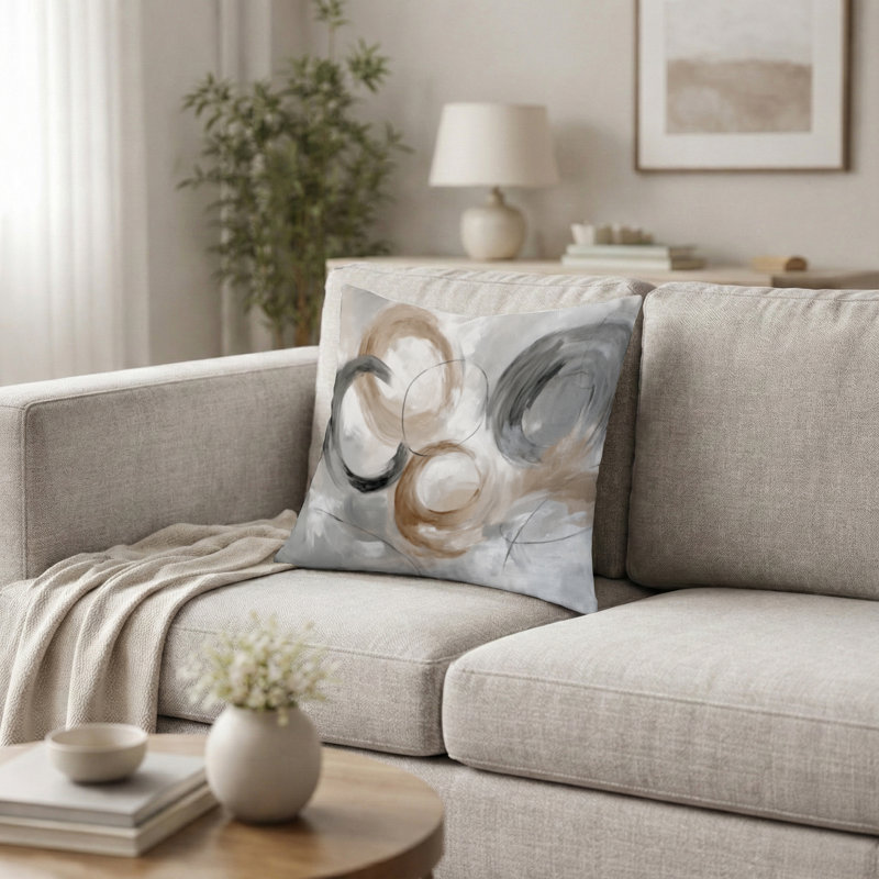 Coussin Abstract Collages, H 16 po x l 16 po