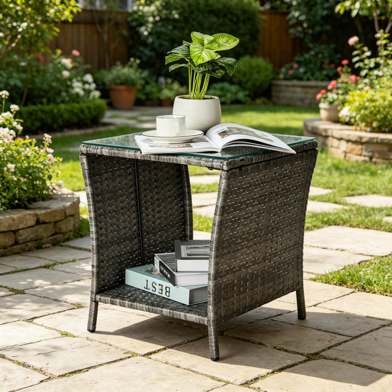 Metal Outdoor Side Table , 46cm W 46cm D