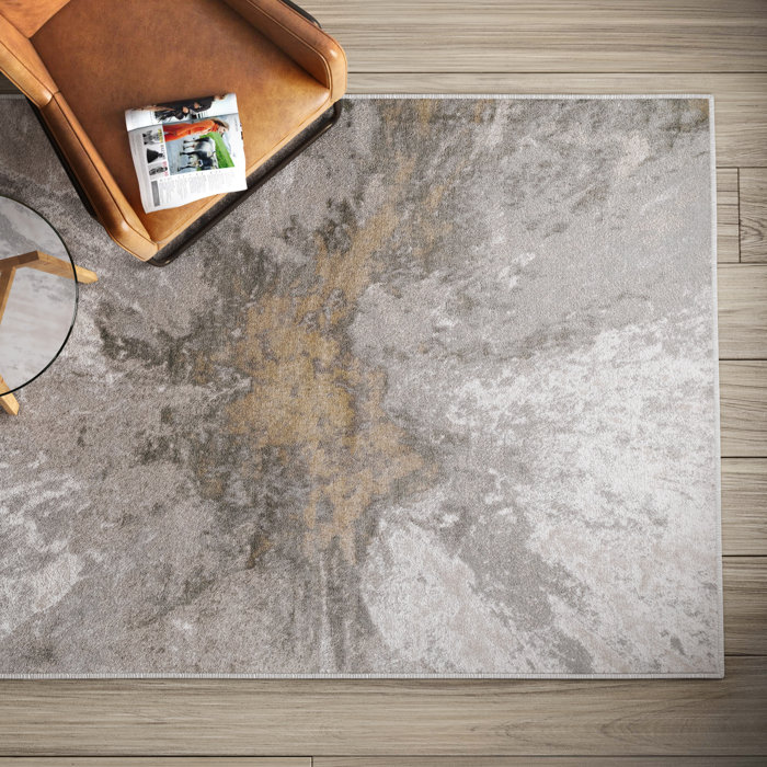 Williston Forge Ogrady Modern Abstract Power Loom Silver Rug & Reviews ...