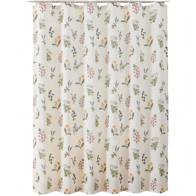 Rideau de douche Farmhouse Floral Linen, Motif floral jaune