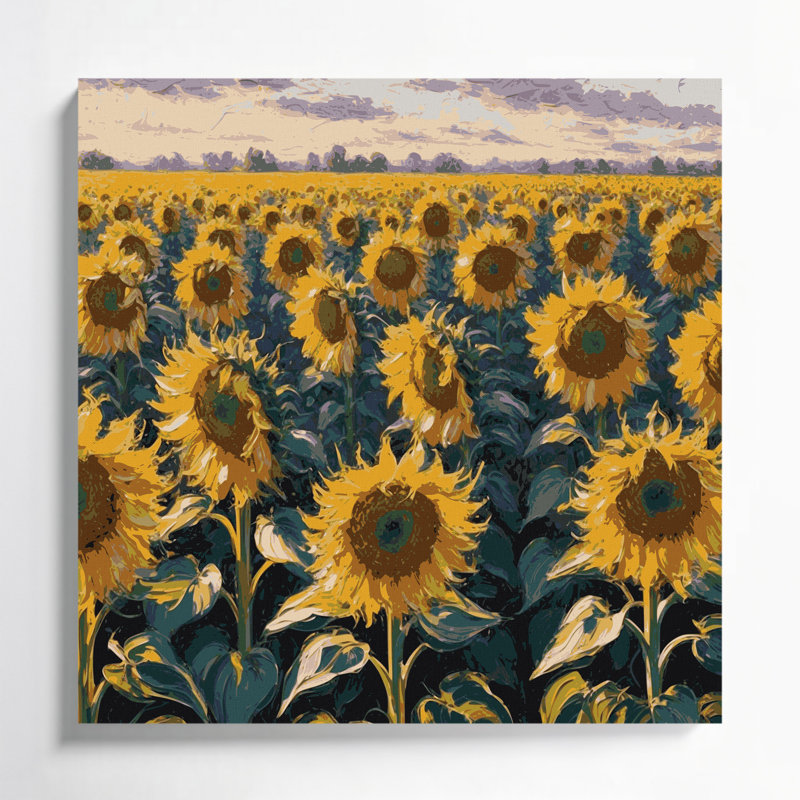 Art mural sur toile vert, "Thanksgiving tournesols"