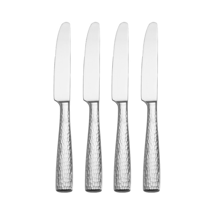 Mikasa Oliver 18/10 Stainless 9.5 Inch Knife Set of 6 French Solid Knife  Hammered Handles 