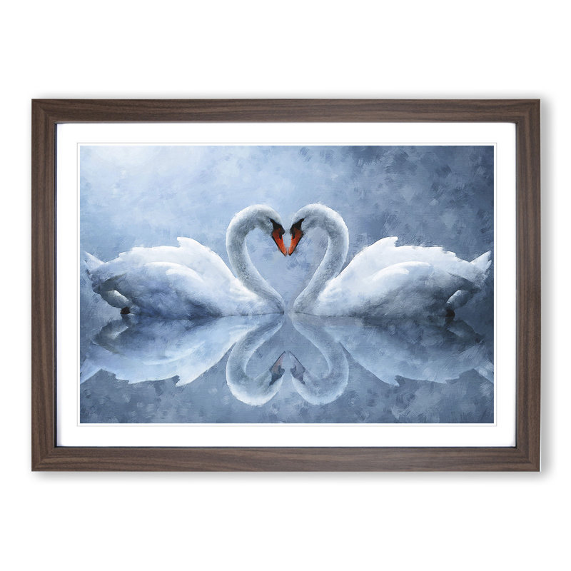 White Swan Vol.3 - Picture Frame Painting, 27cm H x 36cm W x 2cm D, Walnut Framed