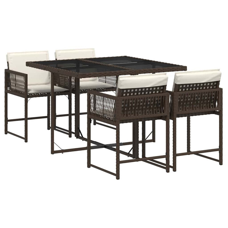 Patio Dining Set with, Cream White, Brown