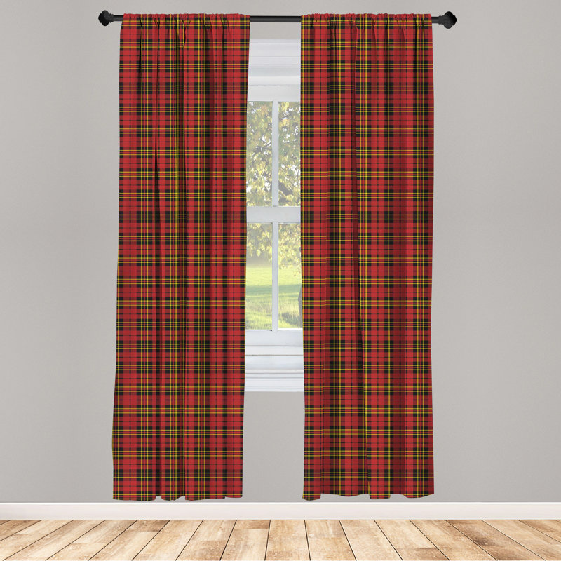 Checkered Semi-Sheer Rod Pocket Curtain Panels, 28" x 95"