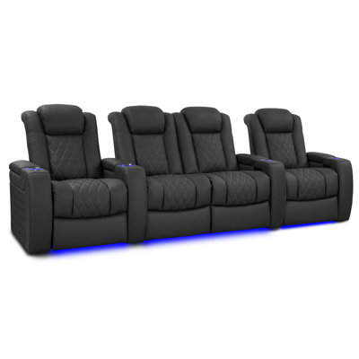 Upholstered Home Theater Seating with Cup Holder