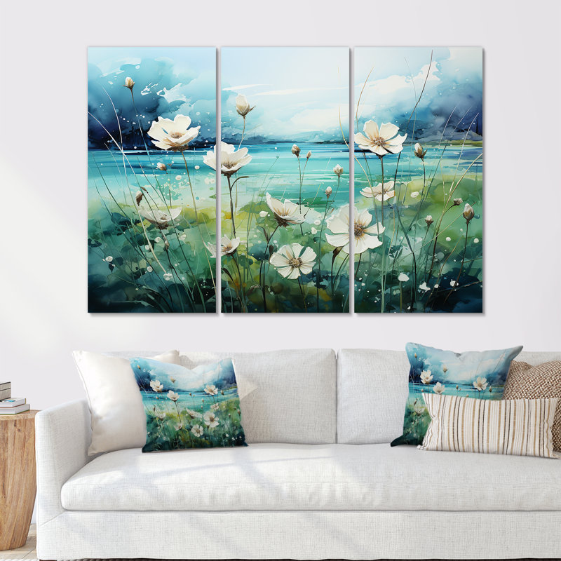 «Misty Flower Meadows II - Flower», ensemble d'art mural, H 28 po x l 36 po x P 1 po
