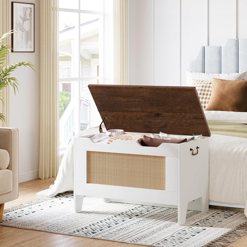 Storage Chest, Toy Chest, Kids Wood Large Toy Box, Storage Bench with Safety Hinge, Farmhouse Storage Trunk for Entryway, Living Room, Bedroom, Playroom