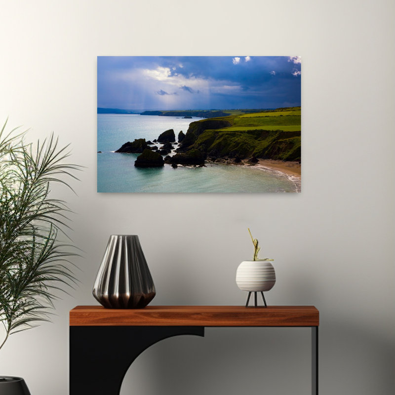 Plage de Ballydowane, comté de Copper Coast, Waterford, Irlande, paisible, plage contemporaine, art marin, H 16 po x l 24 po
