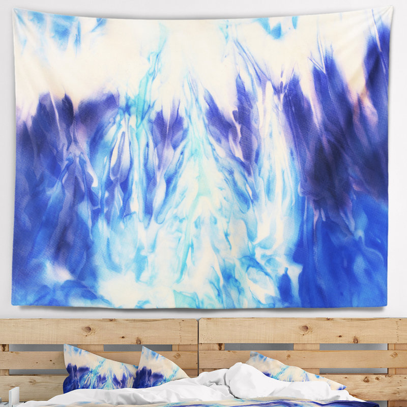 Tapisserie abstraite de la vie bleue, H 32 po x l 39 po