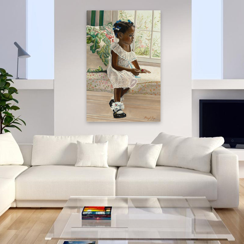 «Waiting For Daddy - Children», art figuratif afro-américain, H 48 po x l 32 po