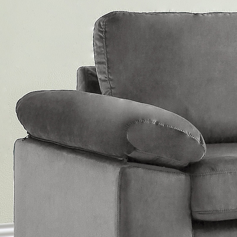 Canapé modulaire rembourré 2 pièces Saidel, Velours gris