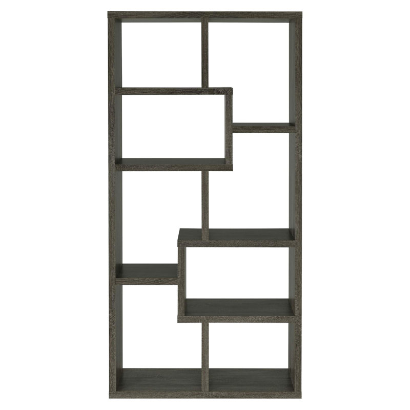Bibliothèque à 8 tablettes gris patiné, (8 tablettes) H 70,75 po x l 35 po x P 11,75 po, Gris