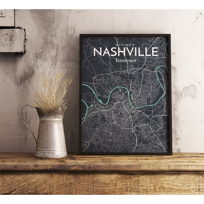 Nashville City Map - No Frame Print, 43.2cm H x 27.9cm W x 0.13cm D
