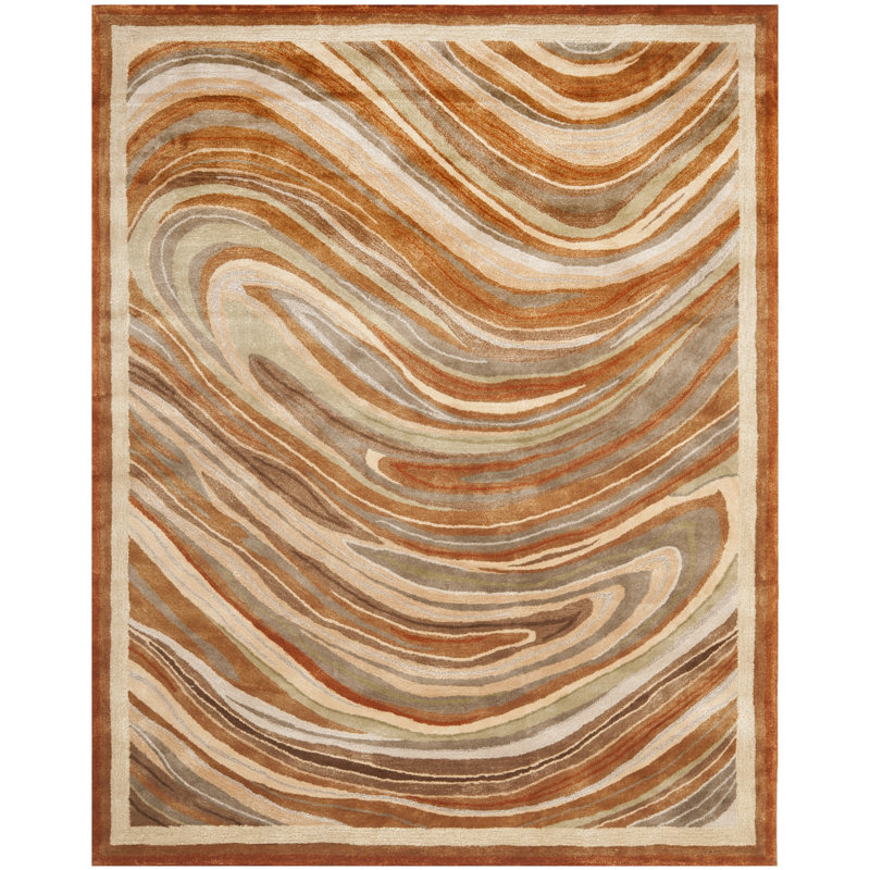 Martha Stewart Marble Swirl Hand Tufted Wool And Viscose Abstract Rug, Rectangle 5'6" x 8'6"